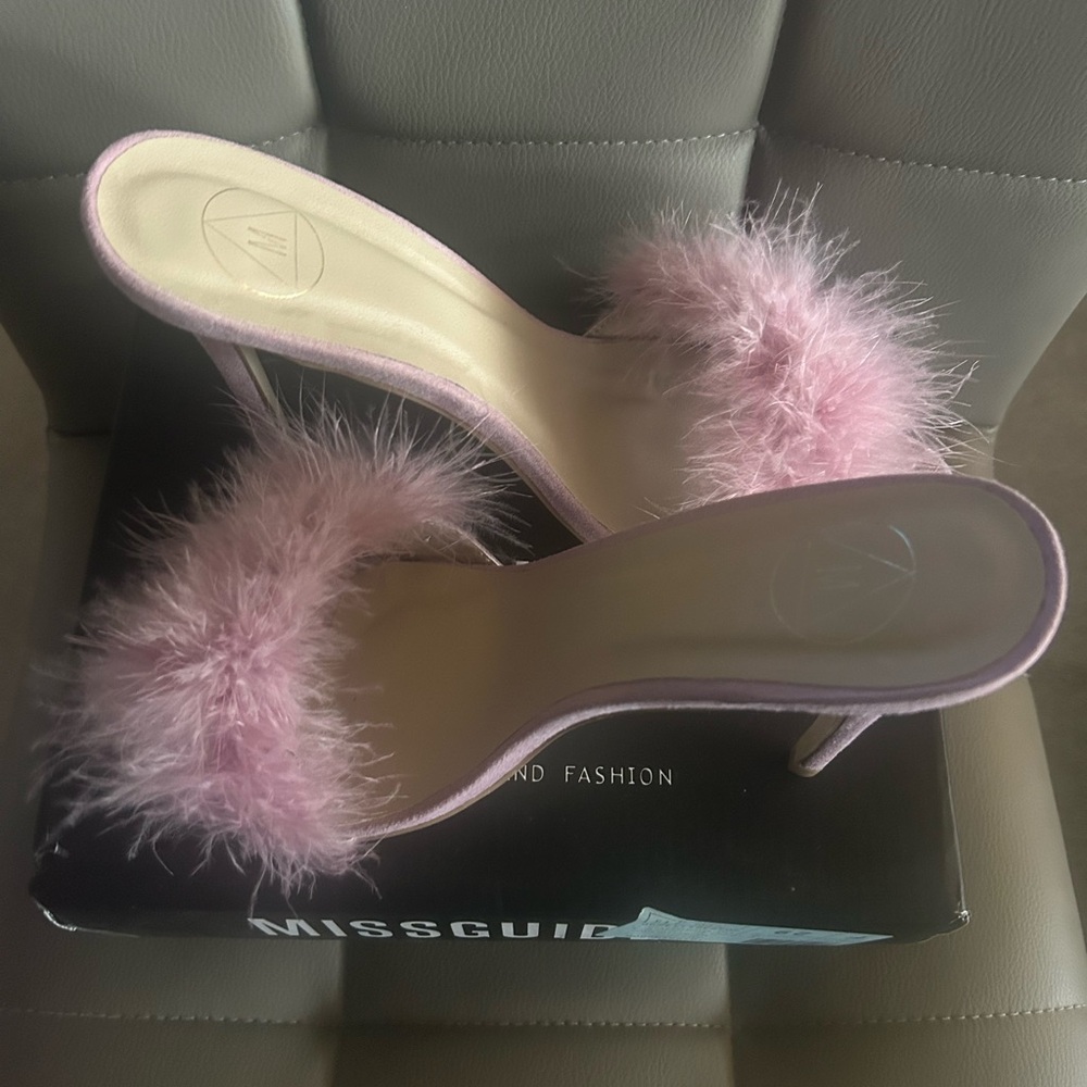 Missguided Blush Feathered Heels